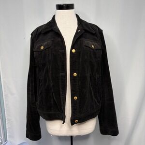 Vintage Lauren Ralph Lauren Black Corduroy Trucker Jacket Gold Buttons